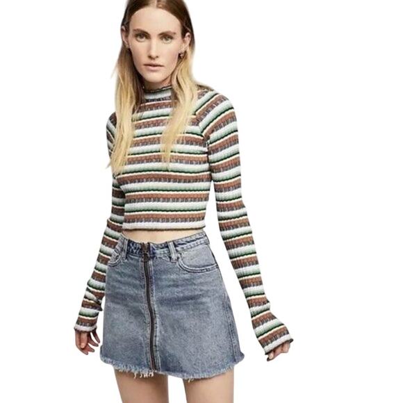 Free People We The Free Zip It Up Denim Skirt - 26 - Picture 1 of 6